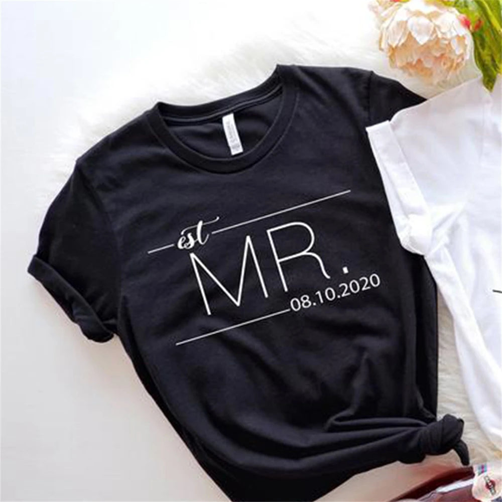 MR MRS Shirts Women Valentine Lover Stylish T-shirt