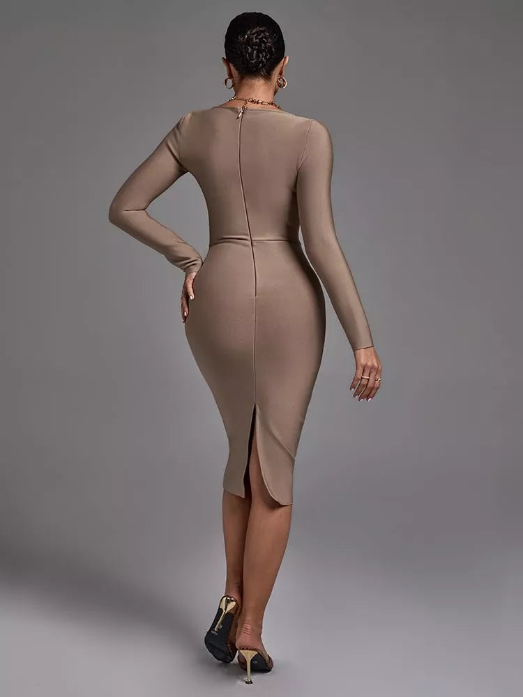 KELLIS:
Long Sleeve Bandage Dress Bodycon 
High Quality Elegant