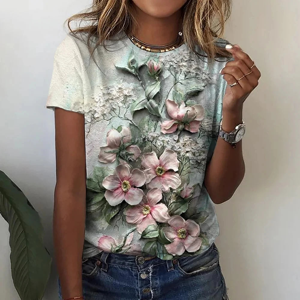 Floral Theme T Shirt Floral Plants Tees