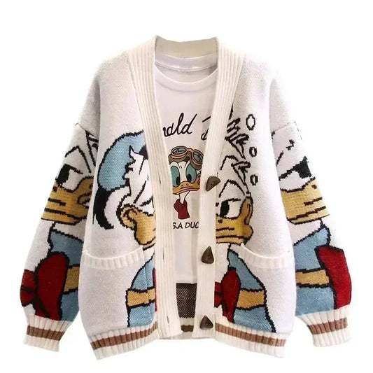 Disney Knitted Cardigan Japanese Donald Cartoon Sweaters