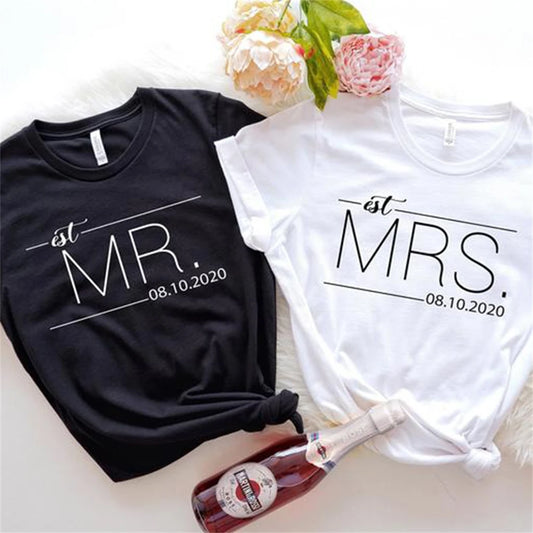 MR MRS Shirts Women Valentine Lover Stylish T-shirt