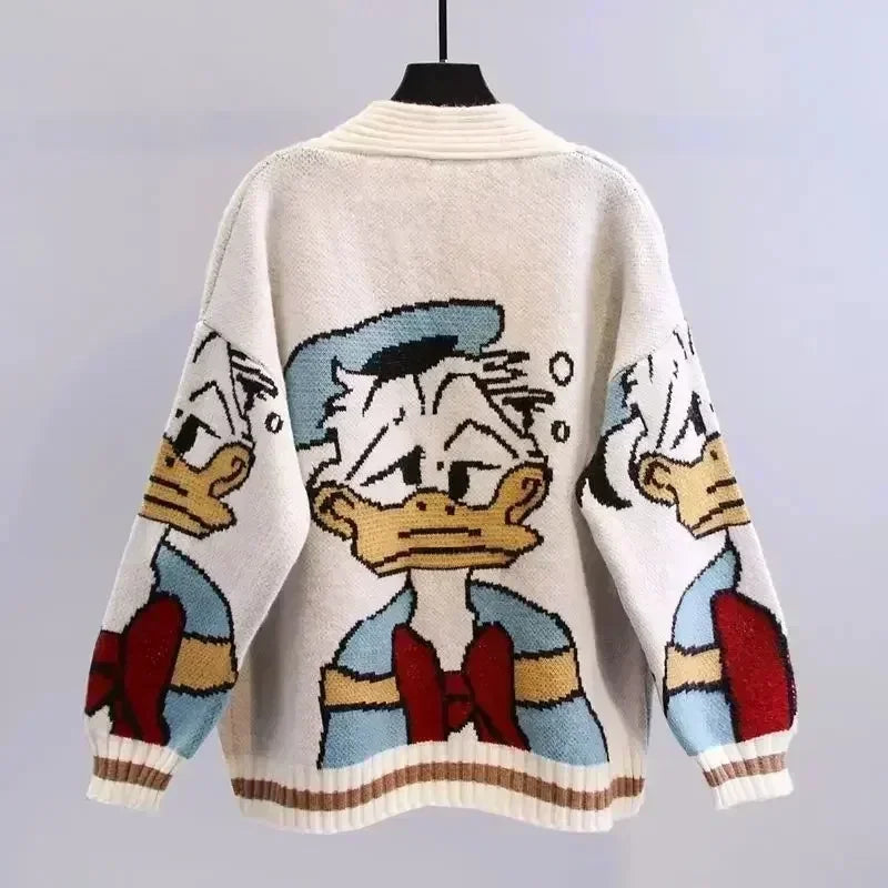 Disney Knitted Cardigan Japanese Donald Cartoon Sweaters