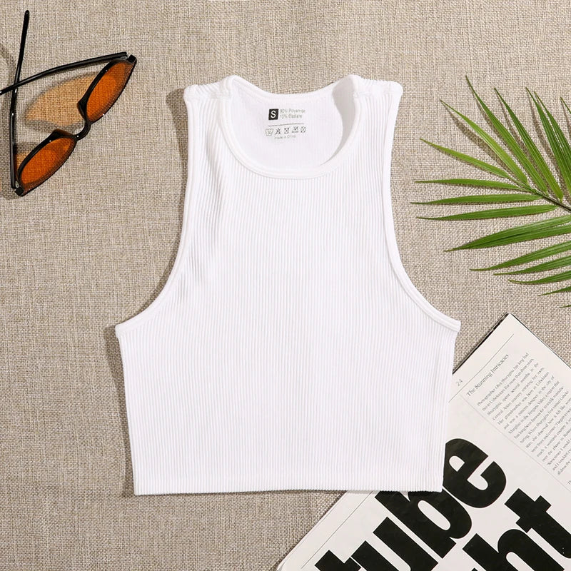 Crop Top Solid Basic T-shirts Vest