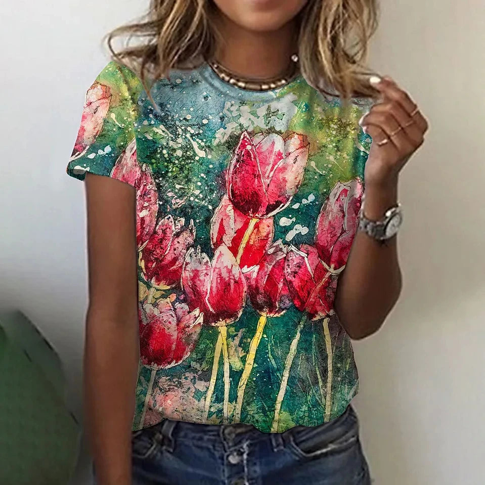 Floral Theme T Shirt Floral Plants Tees