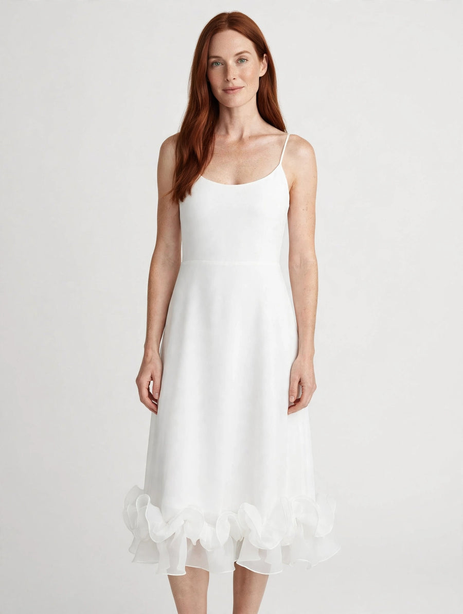 Ruffle Hem Scoop Neck Midi Dress