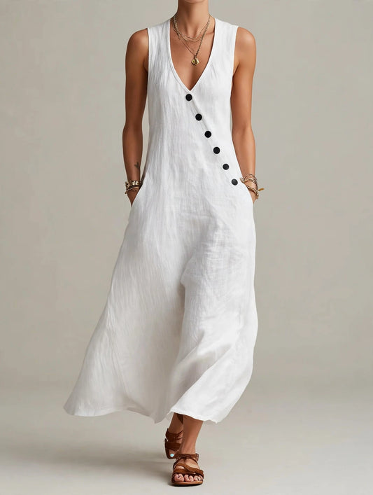 Sleeveless Button-Down Midi Dress