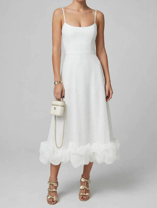 Ruffle Hem Scoop Neck Midi Dress