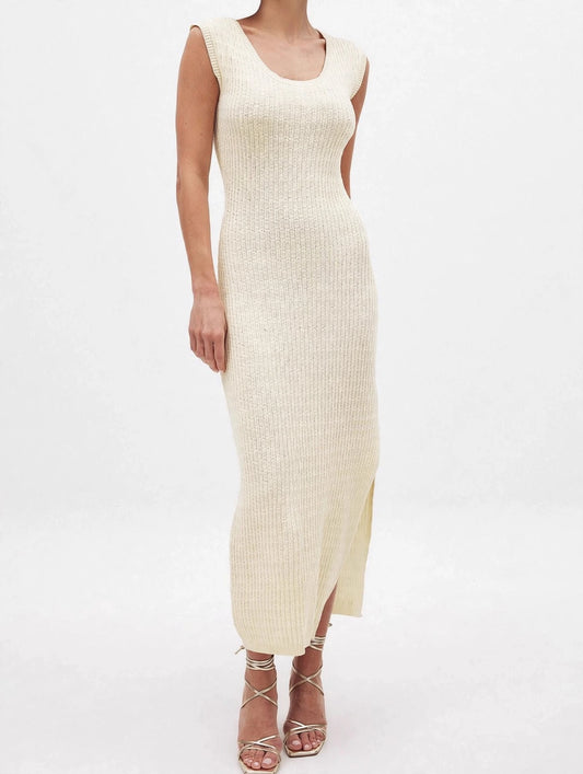 Side Slit Sleeveless Midi Knit Dress
