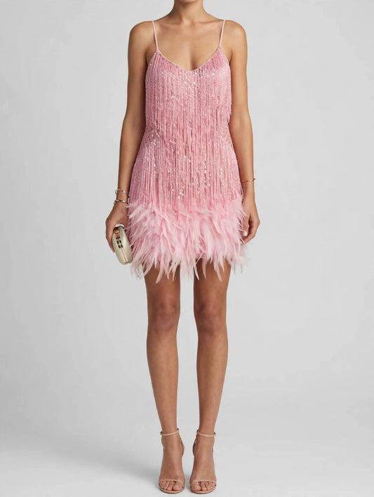 Fringe Feather Hem Mini Dress