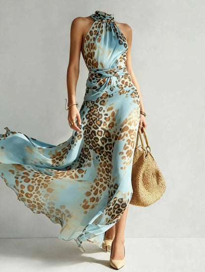 Leopard Print Sleeveless Maxi Dress