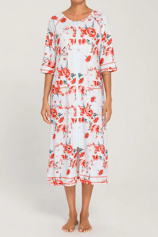 Printed Slit Night Dress with Pockets