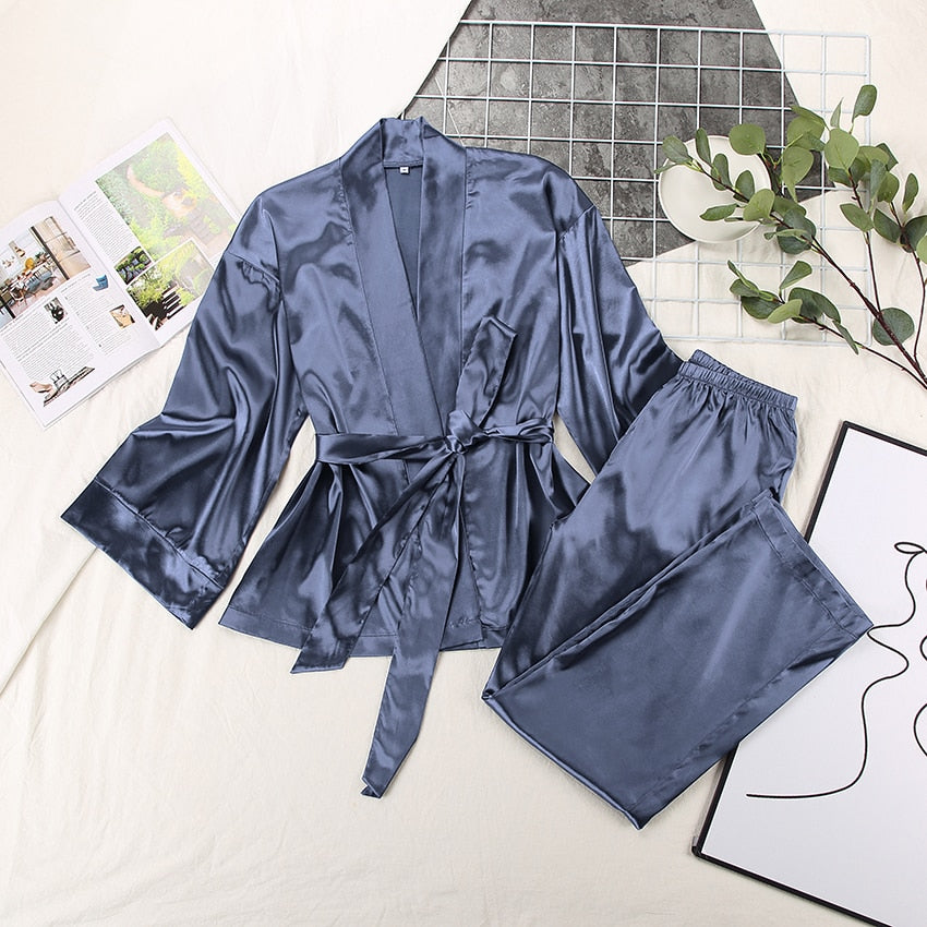 PEPE ME: 2 Piece Set Satin Sleepwear