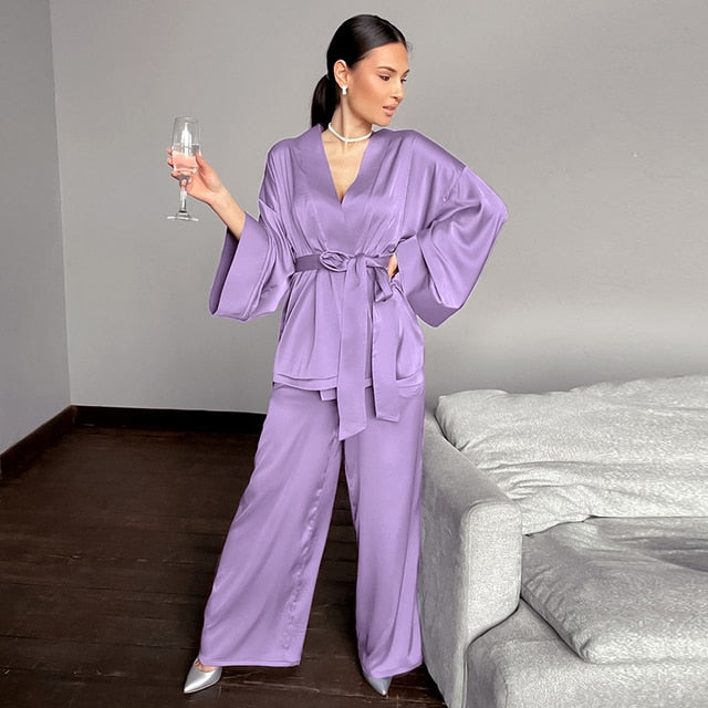 PEPE ME: 2 Piece Set Satin Sleepwear