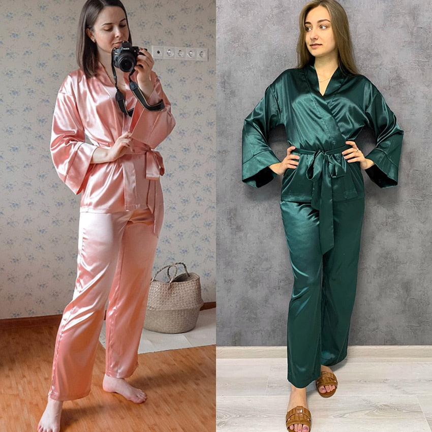 PEPE ME: 2 Piece Set Satin Sleepwear